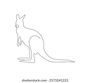 Continuous one line drawing of kangaroo. Single line drawing illustration of kangaroo for zoo icon. Australian mascot. Concept vector art. Doodle line illustration. 
