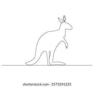 Continuous one line drawing of kangaroo. Single line drawing illustration of kangaroo for zoo icon. Australian mascot. Concept vector art. Doodle line illustration. 
