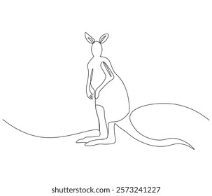 Continuous one line drawing of kangaroo. Single line drawing illustration of kangaroo for zoo icon. Australian mascot. Concept vector art. Doodle line illustration. 
