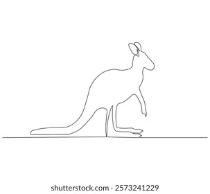 Continuous one line drawing of kangaroo. Single line drawing illustration of kangaroo for zoo icon. Australian mascot. Concept vector art. Doodle line illustration. 
