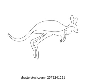 Continuous one line drawing of kangaroo. Single line drawing illustration of kangaroo for zoo icon. Australian mascot. Concept vector art. Doodle line illustration. 
