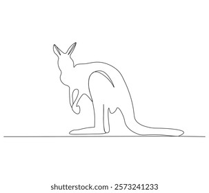 Continuous one line drawing of kangaroo. Single line drawing illustration of kangaroo for zoo icon. Australian mascot. Concept vector art. Doodle line illustration. 
