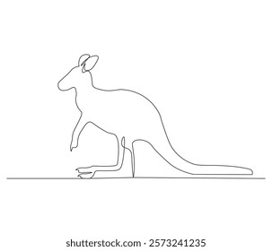 Continuous one line drawing of kangaroo. Single line drawing illustration of kangaroo for zoo icon. Australian mascot. Concept vector art. Doodle line illustration. 
