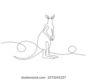 Continuous one line drawing of kangaroo. Single line drawing illustration of kangaroo for zoo icon. Australian mascot. Concept vector art. Doodle line illustration. 
