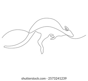 Continuous one line drawing of kangaroo. Single line drawing illustration of kangaroo for zoo icon. Australian mascot. Concept vector art. Doodle line illustration. 
