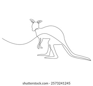 Continuous one line drawing of kangaroo. Single line drawing illustration of kangaroo for zoo icon. Australian mascot. Concept vector art. Doodle line illustration. 
