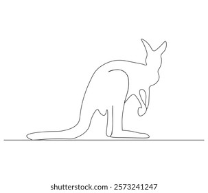 Continuous one line drawing of kangaroo. Single line drawing illustration of kangaroo for zoo icon. Australian mascot. Concept vector art. Doodle line illustration. 
