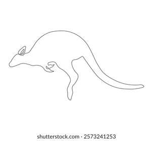 Continuous one line drawing of kangaroo. Single line drawing illustration of kangaroo for zoo icon. Australian mascot. Concept vector art. Doodle line illustration. 
