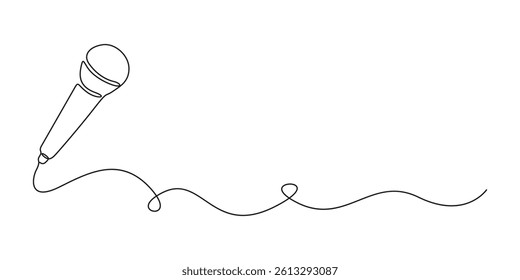 Continuous one line drawing of karaoke icon hand drawn symbol. Microphone icon single line drawing. Graphic illustration