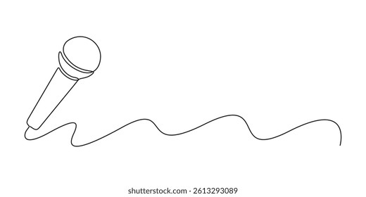 Continuous one line drawing of karaoke icon hand drawn symbol. Microphone icon single line drawing. Graphic illustration