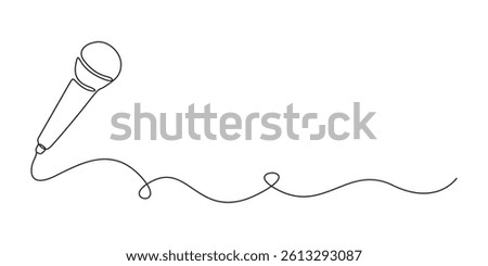 Continuous one line drawing of karaoke icon hand drawn symbol. Microphone icon single line drawing. Graphic illustration