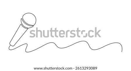 Continuous one line drawing of karaoke icon hand drawn symbol. Microphone icon single line drawing. Graphic illustration