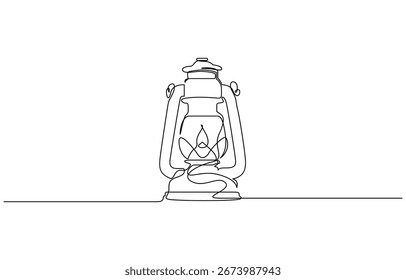 Continuous one line drawing of Kerosene lamp vector illustration. Editable outline