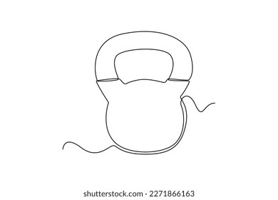 Continuous one line drawing kettlebell. Fitness equipment concept. Single line draw design vector graphic illustration.