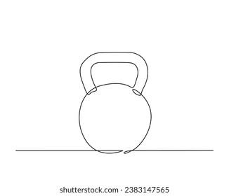 Kontinuierliche Zeichnung einer Linie von Kettlebell für den Sport. Ein Kettlebell einzelne Vektorgrafik.