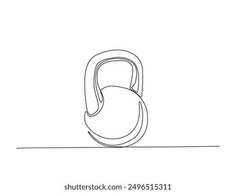 Continuous one line drawing of kettlebell -  gym equipment. kettlebell single line vector illustration.