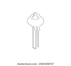 Continuous one line drawing of key. Single line drawing illustration of key for unlock ability. Key concept vector art. Doodle line illustration.