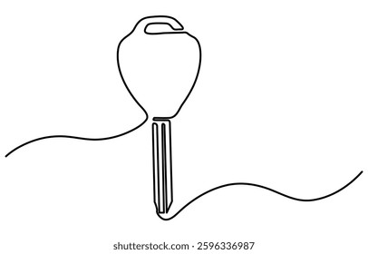 Continuous one line drawing of key. One line drawing illustration of key. Security concept continuous line art. Editable outline. Single line art illustration white background.
