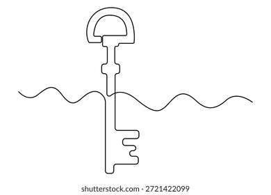 Dibujo continuo de una línea de clave para el concepto de seguridad y acceso
