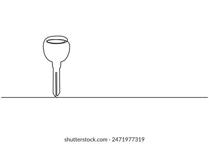 continuous one line drawing of keys. Real estate keys icon. Success keys, solutions, opportunities and safety concept in doodle style. Continuous line drawing of key