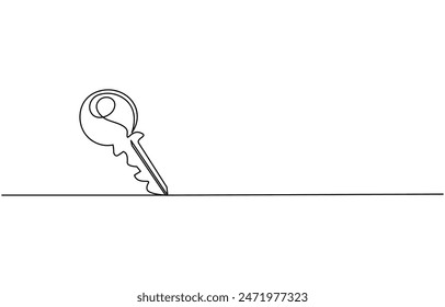 dibujo continuo de una línea de teclas. Icono de claves inmobiliarias. Claves de éxito, soluciones, oportunidades y concepto de seguridad en estilo doodle. Dibujo continuo de la línea de la llave