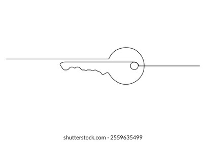 Continuous one line drawing of keys. Real estate keys icon, continuous line drawing of key vector illustration one line style, Continuous one line drawing of key.