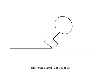 Continuous one line drawing of keys. Real estate keys icon, continuous line drawing of key vector illustration one line style, Continuous one line drawing of key.