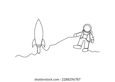 Continuous one line drawing Kids astronauts. space concept. Single line draw design vector graphic illustration.