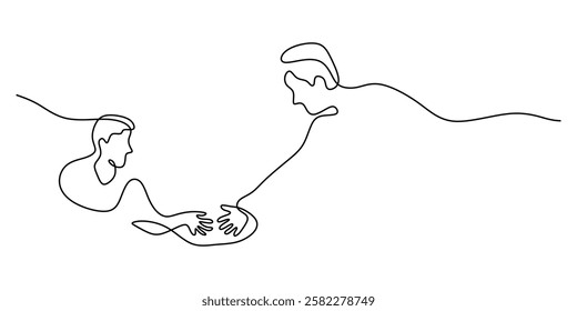 Continuous One line drawing of Kindness. Symbolizing empathy and care for others. Vector illustration hand drawn.