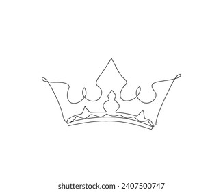 Dibujo continuo de una línea de la corona real. Ilustración vectorial de la línea de la corona real. Trazo editable.