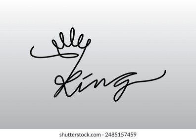 Kontinuierliche einzeilige Zeichnung von Kingisolation auf weißem Hintergrund. Vektorillustration