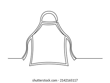 Continuous one line drawing of a kitchen apron. Cooking apron isolated on a white background. Vector illustration