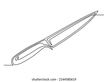 Dibujo continuo de una línea de un cuchillo de cocina. Cuchillo de cocina aislado en un fondo blanco. Ilustración del vector