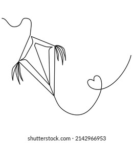 Continuous one line drawing of kite. Vector illustration	
