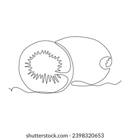 Continuous one line drawing of kiwi fruit. Vector illustration for food concept design element