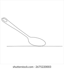 Dibujo continuo de una línea de Ilustración vectorial de contorno de cuchara de tenedor de cuchillo