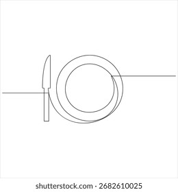 Dibujo continuo de una línea de Ilustración vectorial de contorno de cuchara de tenedor de cuchillo