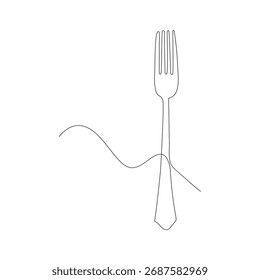  Dibujo continuo de una línea de un cuchillo, cuchara y tenedor, arte lineal. dibujo simple. Vector.