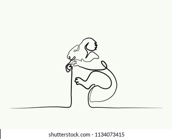 Continuous one line drawing. Koala bear symbol. Logo of the koala. Vector illustration