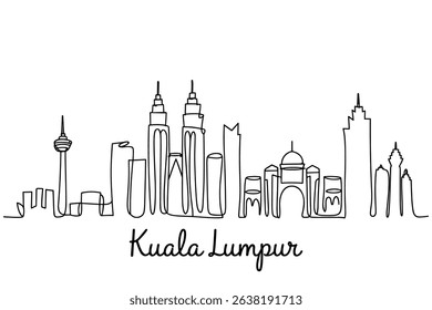 Continuous One Line Drawing Kuala Lumpur Skyline