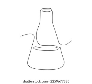 Continuous one line drawing of lab chemical glass. Simple illustration of lab test tube line art vector illustration.