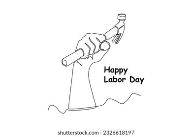 Continuous one line drawing Labor Day concept. Single line draw design vector graphic illustration.