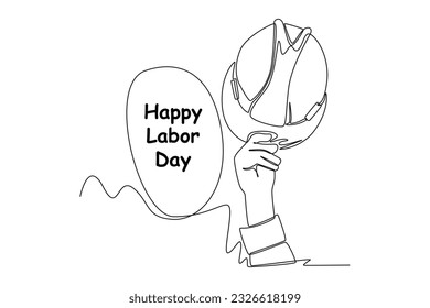 Continuous one line drawing Labor Day concept. Single line draw design vector graphic illustration.