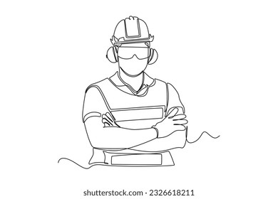 Continuous one line drawing Labor Day concept. Single line draw design vector graphic illustration.