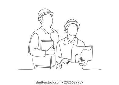 Continuous one line drawing Labor Day concept. Single line draw design vector graphic illustration.