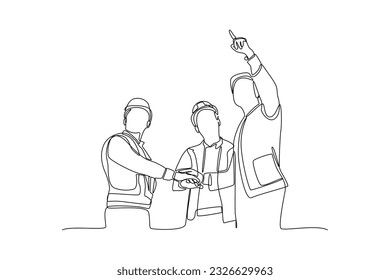 Continuous one line drawing Labor Day concept. Single line draw design vector graphic illustration.