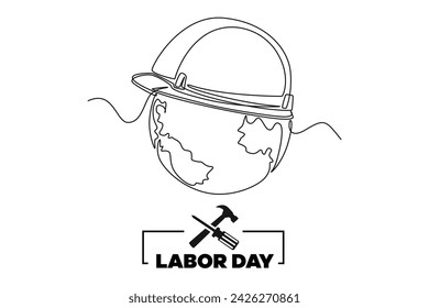 Continuous one line drawing labor day concept. Doodle vector illustration.