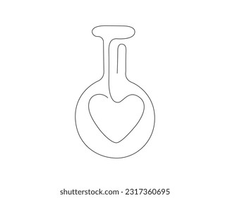 Continuous one line drawing of laboratory test tube. laboratory equipment line art vector illustration. Research and science concept. Editable stroke.	
