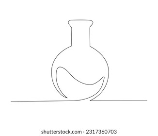 Continuous one line drawing of laboratory test tube. laboratory equipment line art vector illustration. Research and science concept. Editable stroke.	