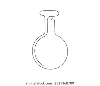 Continuous one line drawing of laboratory test tube. laboratory equipment line art vector illustration. Research and science concept. Editable stroke.	